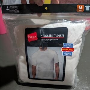 Hanes White Tagless Crew Neck T-Shirt 4-Pack - Men's Size Medium NWT
